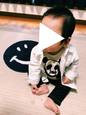「MARKEY'S（マーキーズ）のアイテム（Tシャツ/カットソー、ベージュ系）」を使った、nyaさん（キッズ・70cm）の春コーディネート