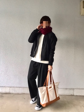 「JOURNAL STANDARD（ジャーナルスタンダード）のアイテム（MA-1）」を使った、ぴんぺさん（メンズ・170cm）の冬コーディネート