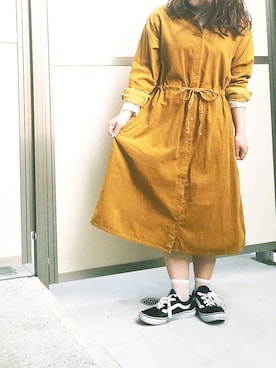 「シャツワンピ」｜「アイテム（アンサンブル）」を使った、あこさん（レディース・154cm）の春コーディネート