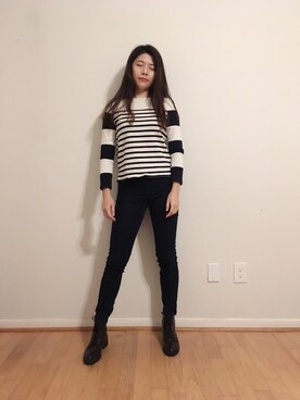 「stripes」｜「アイテム（ブーティ）」を使った、Pattyさん（レディース・165cm）の秋コーディネート