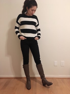 「stripes」｜「アイテム（ブーティ）」を使った、Pattyさん（レディース・165cm）の冬コーディネート