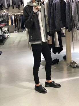 「HVC（エイチブイシー）のアイテム（トップス）」を使った、ありくんさん（メンズ・163cm）の冬コーディネート