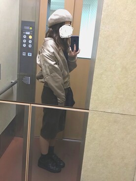 「裏ボア」｜「アイテム（ハンチング/ベレー帽）」を使った、すぎぴさん（レディース・154cm）の秋コーディネート