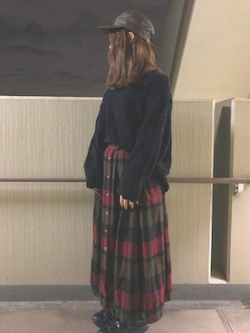 「スカラップ」｜「アイテム（キャップ）」を使った、すぎぴさん（レディース・154cm）の秋コーディネート