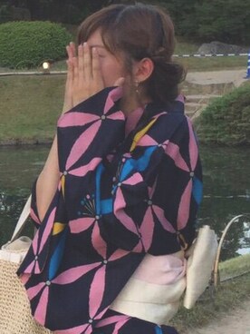 「さが美のアイテム（水着/着物・浴衣、その他）」を使った、カンナさん（レディース・152cm）の夏コーディネート
