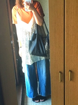 「TRES（トレ）のアイテム」を使った、しゃもじさん（レディース・157cm）の夏コーディネート