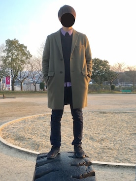 「BEAUTY&YOUTH UNITED ARROWS」｜「アイテム（チェスターコート）」を使った、きよかつさん（メンズ・176cm）の冬コーディネート