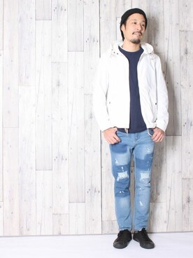 「grn」｜「アイテム（マウンテンパーカー）」を使った、中山　直さん（メンズ・174cm）の冬コーディネート