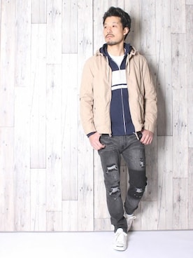 「grn」｜「アイテム（マウンテンパーカー）」を使った、中山　直さん（メンズ・174cm）の春コーディネート
