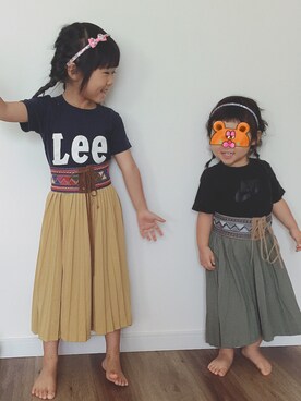 「Lee（リー）のアイテム（Tシャツ/カットソー）」を使った、mikuさん（キッズ・100cm）の夏コーディネート