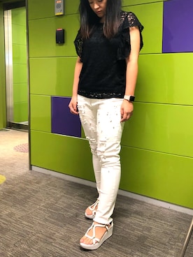 「MOMA（モマ）のアイテム（パンツ）」を使った、🇹🇩宛騁🇹🇼さん（レディース・160cm）の夏コーディネート