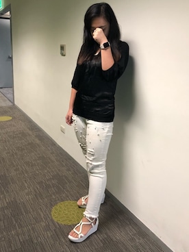 「MOMA（モマ）のアイテム（パンツ）」を使った、🇹🇩宛騁🇹🇼さん（レディース・160cm）の夏コーディネート