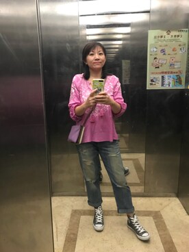 「Current/Elliott（カレントエリオット）のアイテム」を使った、小狮子爱莉熙さん（レディース・163cm）の春コーディネート