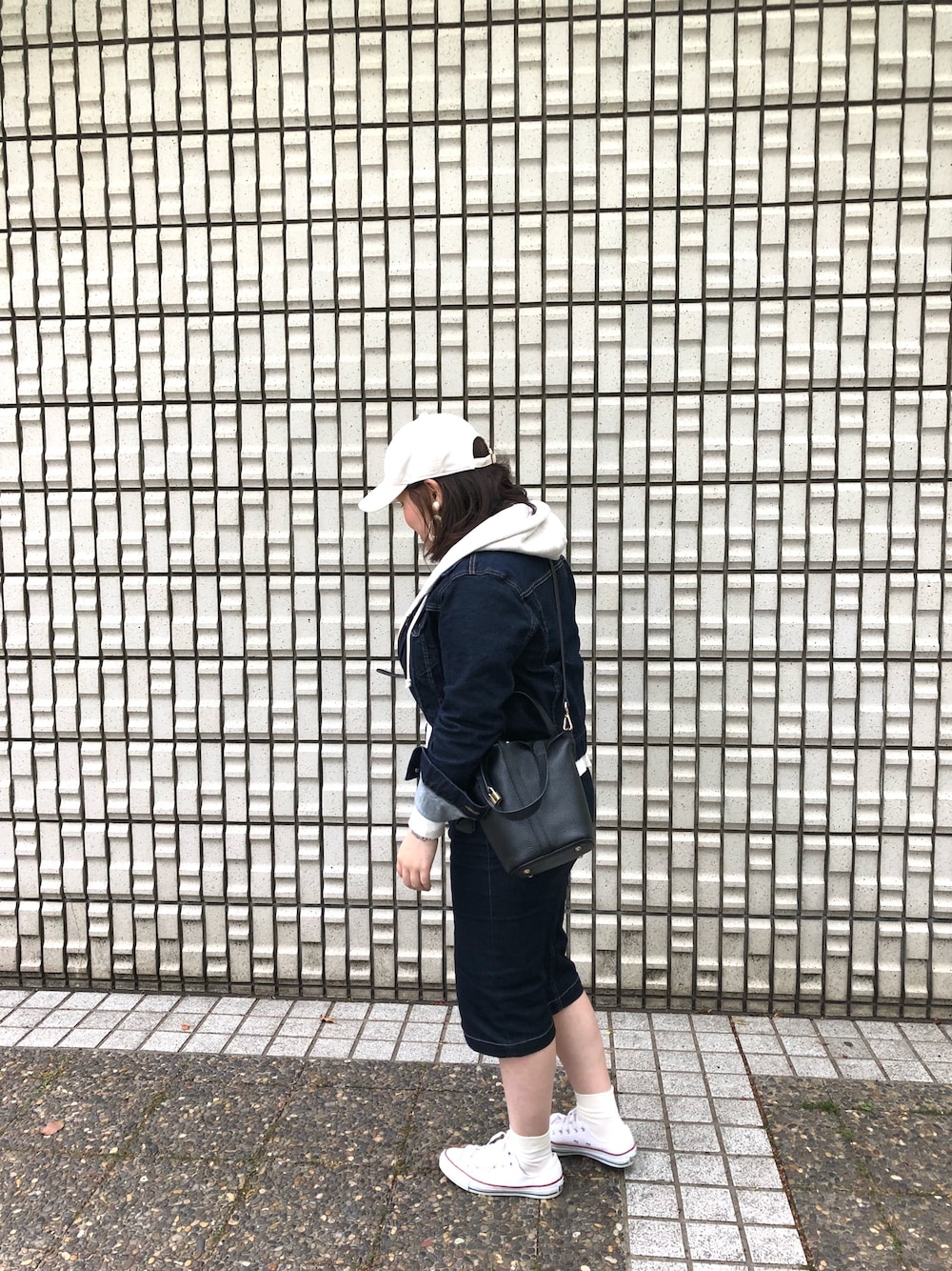 「ootd」｜「CIAOPANICのマットサテンキャップ（キャップ、ホワイト系）」を使った、hidemiさん（レディース・155cm）の春コーディネートの1枚目の写真