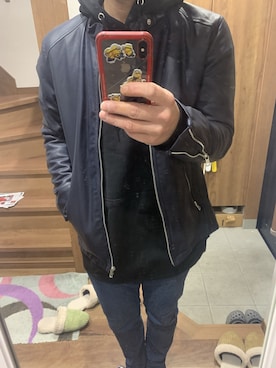 「THE CASUAL（カジュアル）のアイテム（ライダースジャケット）」を使った、kazu3740さん（メンズ・170cm）の冬コーディネート
