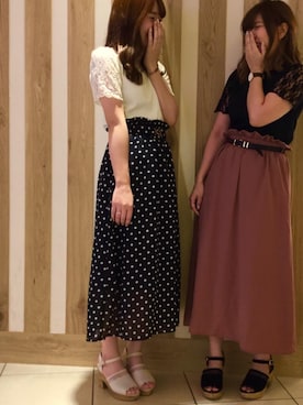 「膝下スカート」｜マジェスティックレゴン天王寺ミオ店スタッフさん（レディース・156cm）の夏コーディネート
