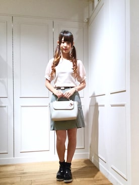 「膝上スカート」｜マジェスティックレゴン天王寺ミオ店スタッフさん（レディース・156cm）の夏コーディネート