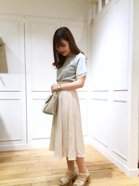 「膝下スカート」｜マジェスティックレゴン天王寺ミオ店スタッフさん（レディース・156cm）の夏コーディネート