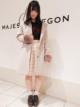 「ボウタイ」｜「アイテム（その他アウター）」を使った、マジェスティックレゴン天王寺ミオ店スタッフさん（レディース・156cm）の秋コーディネート