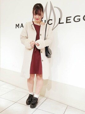 「ノーカラー」｜「アイテム（その他アウター）」を使った、マジェスティックレゴン天王寺ミオ店スタッフさん（レディース・156cm）の秋コーディネート