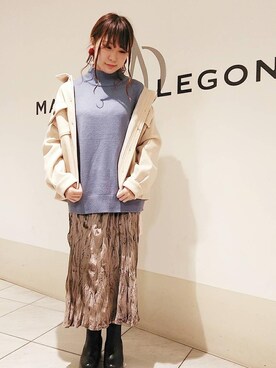 「ベロアスカート」｜「アイテム（その他アウター）」を使った、マジェスティックレゴン天王寺ミオ店スタッフさん（レディース・156cm）の秋コーディネート