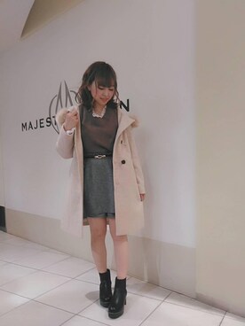 「ボリュームヒール」｜マジェスティックレゴン天王寺ミオ店スタッフさん（レディース・156cm）の冬コーディネート