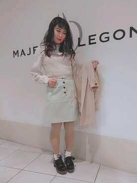 「ウッドヒールレースアップシューズ」｜マジェスティックレゴン天王寺ミオ店スタッフさん（レディース・156cm）の冬コーディネート