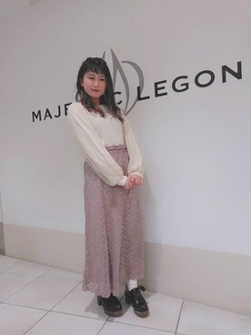 「ウッドヒールレースアップシューズ」｜マジェスティックレゴン天王寺ミオ店スタッフさん（レディース・156cm）の冬コーディネート