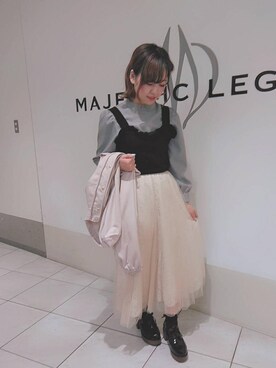 「ウッドヒールレースアップシューズ」｜マジェスティックレゴン天王寺ミオ店スタッフさん（レディース・156cm）の冬コーディネート