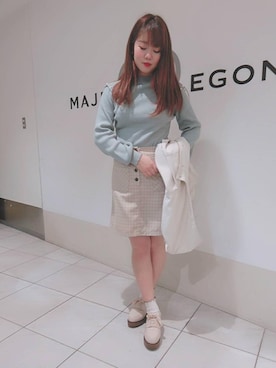 「ウッドヒールレースアップシューズ」｜マジェスティックレゴン天王寺ミオ店スタッフさん（レディース・156cm）の冬コーディネート