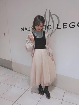 「ウッドヒールレースアップシューズ」｜マジェスティックレゴン天王寺ミオ店スタッフさん（レディース・156cm）の冬コーディネート