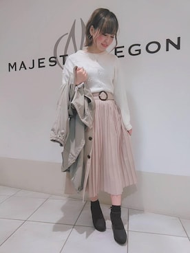 「トレンチ」｜「アイテム（ブルゾン）」を使った、マジェスティックレゴン天王寺ミオ店スタッフさん（レディース・156cm）の冬コーディネート