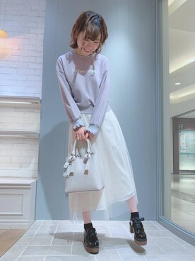 「lipポーチ付リボンショルダー」｜マジェスティックレゴン天王寺ミオ店スタッフさん（レディース・156cm）の冬コーディネート