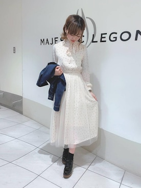 「ウッドヒールレースアップシューズ」｜マジェスティックレゴン天王寺ミオ店スタッフさん（レディース・156cm）の冬コーディネート