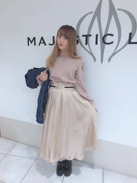 「デザインラメスウェット」｜マジェスティックレゴン天王寺ミオ店スタッフさん（レディース・156cm）の冬コーディネート