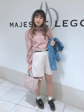 「ウッドヒールレースアップシューズ」｜マジェスティックレゴン天王寺ミオ店スタッフさん（レディース・156cm）の冬コーディネート