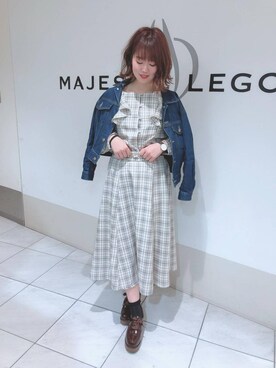 「ウッドヒールレースアップシューズ」｜マジェスティックレゴン天王寺ミオ店スタッフさん（レディース・156cm）の春コーディネート