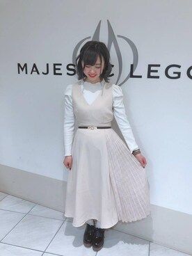 「ウッドヒールレースアップシューズ」｜マジェスティックレゴン天王寺ミオ店スタッフさん（レディース・156cm）の春コーディネート