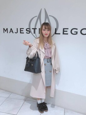 「ウッドヒールレースアップシューズ」｜マジェスティックレゴン天王寺ミオ店スタッフさん（レディース・156cm）の春コーディネート