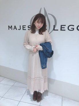 「ウッドヒールレースアップシューズ」｜マジェスティックレゴン天王寺ミオ店スタッフさん（レディース・156cm）の春コーディネート
