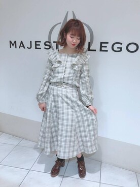 「ウッドヒールレースアップシューズ」｜マジェスティックレゴン天王寺ミオ店スタッフさん（レディース・156cm）の春コーディネート