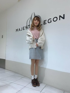 「ウッドヒールレースアップシューズ」｜マジェスティックレゴン天王寺ミオ店スタッフさん（レディース・156cm）の春コーディネート