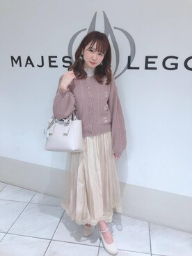 「lipポーチ付リボンショルダー」｜マジェスティックレゴン天王寺ミオ店スタッフさん（レディース・156cm）の春コーディネート