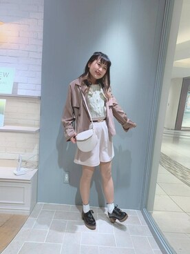 「ウッドヒールレースアップシューズ」｜マジェスティックレゴン天王寺ミオ店スタッフさん（レディース・156cm）の春コーディネート
