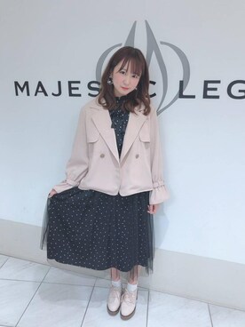 「ウッドヒールレースアップシューズ」｜マジェスティックレゴン天王寺ミオ店スタッフさん（レディース・156cm）の春コーディネート