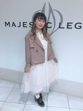 「チュール」｜「アイテム（トレンチコート）」を使った、マジェスティックレゴン天王寺ミオ店スタッフさん（レディース・156cm）の春コーディネート