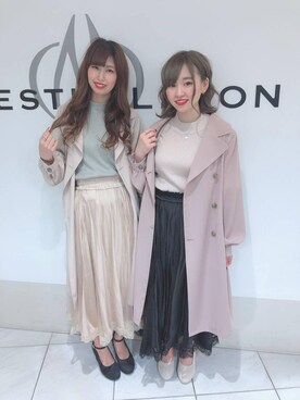 「キラキラリバーシブルスカート」｜マジェスティックレゴン天王寺ミオ店スタッフさん（レディース・156cm）の春コーディネート
