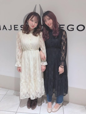 「ウッドヒールレースアップシューズ」｜マジェスティックレゴン天王寺ミオ店スタッフさん（レディース・156cm）の春コーディネート