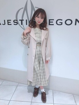 「ウッドヒールレースアップシューズ」｜マジェスティックレゴン天王寺ミオ店スタッフさん（レディース・156cm）の春コーディネート