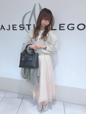 「ラメ」｜「アイテム（その他アウター）」を使った、マジェスティックレゴン天王寺ミオ店スタッフさん（レディース・156cm）の春コーディネート